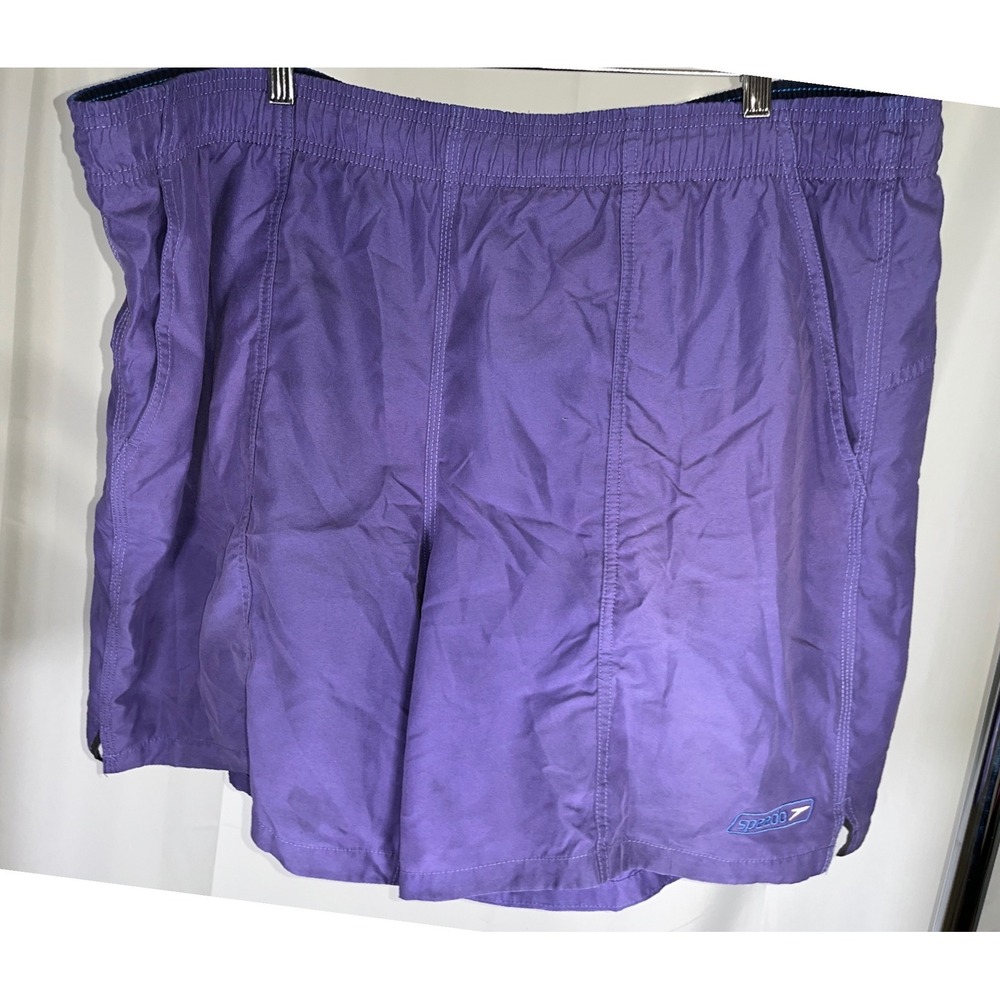 Speedo Mens Swim Trunks Purple Mesh Lined Board Shorts Pockets XL